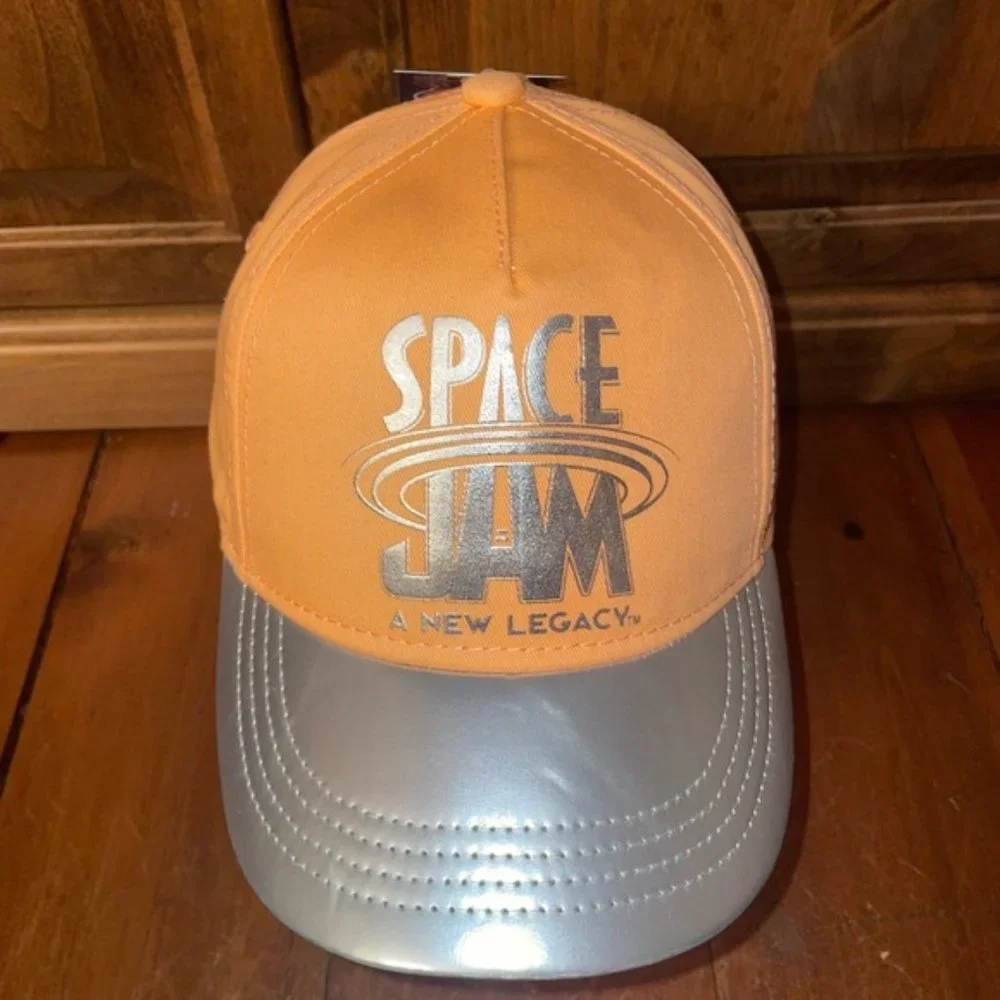 Space Jam Curved Brim Orange & Silver Baseball Cap Hat